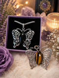 Natural Stone Butterfly Pendant Necklace