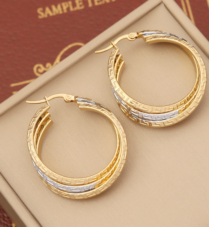 Textured Gold Hoop Earrings – 18K Gold Plated Stainless Steel