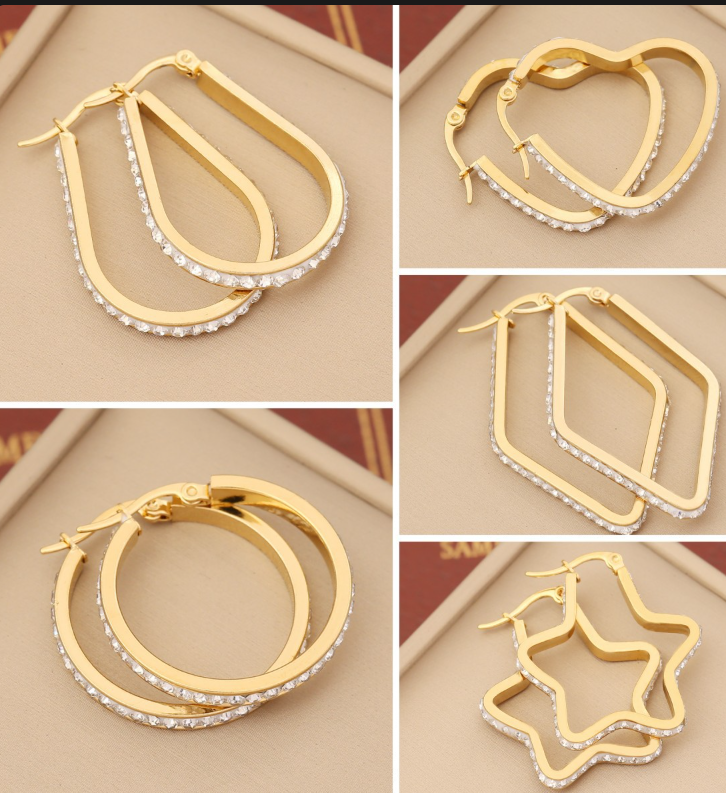 Crystal Drop Hoop Earrings – 18K Gold Plated Stainless Steel