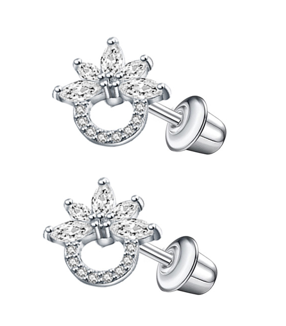 Delicate Flower Stud Earrings – Sparkling Crystal Design
