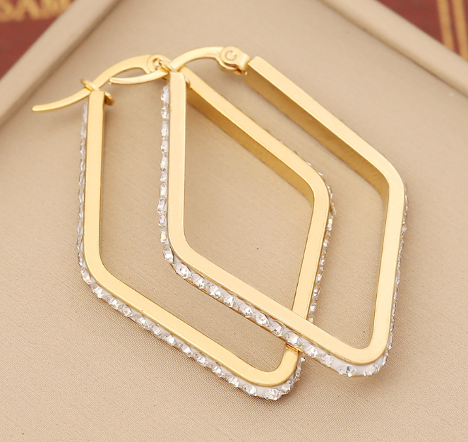 Crystal Drop Hoop Earrings – 18K Gold Plated Stainless Steel