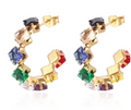 Crystal Hoop Earrings – 18K Gold Plated Stainless Steel (Multi-Color Options)