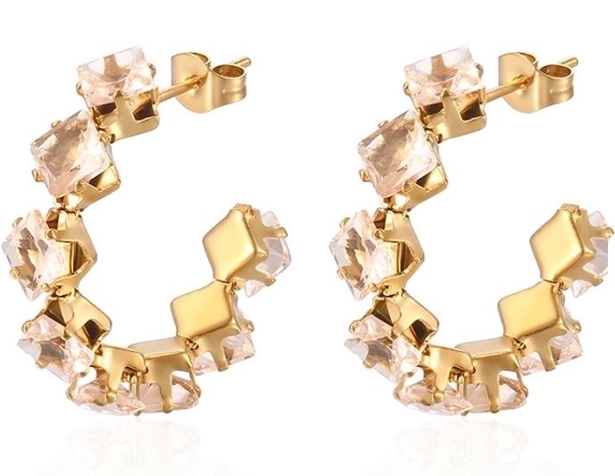 Crystal Hoop Earrings – 18K Gold Plated Stainless Steel (Multi-Color Options)