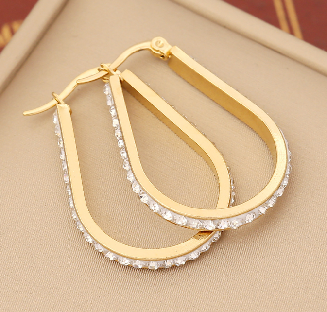 Crystal Drop Hoop Earrings – 18K Gold Plated Stainless Steel