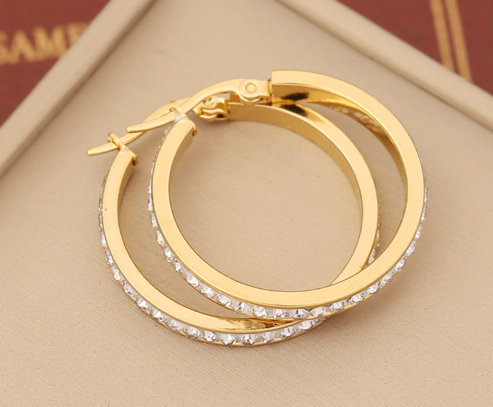Crystal Drop Hoop Earrings – 18K Gold Plated Stainless Steel