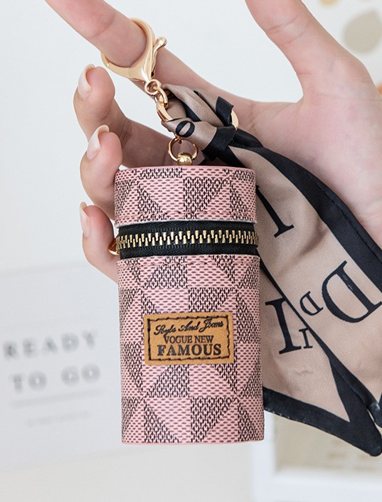 Luxe Mini Pouch Keychain – Travel Size Case with Zipper (PU Leather)