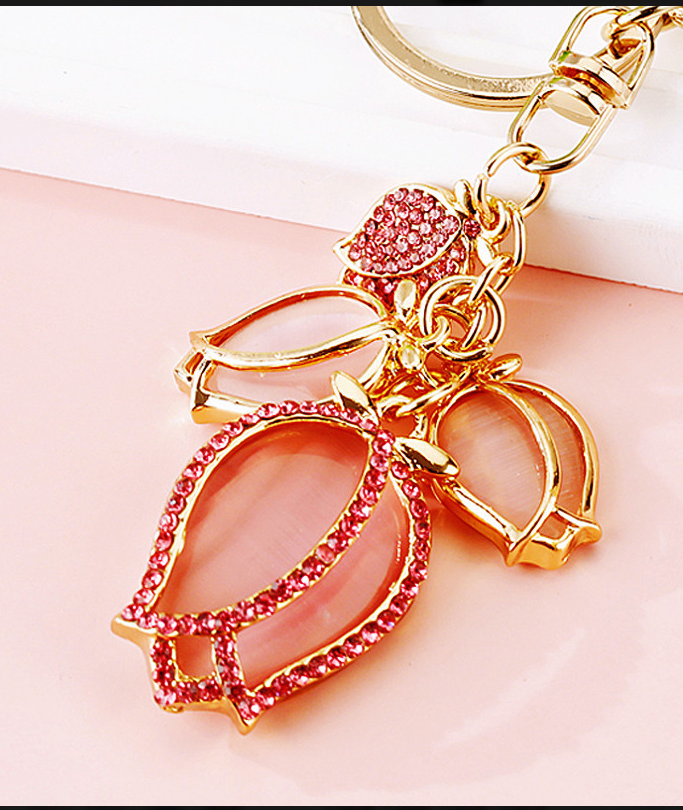 Elegant Fashion Streetwear Flower Catalpa Alloy Keychain – Stylish Women’s Bag Charm Pendant