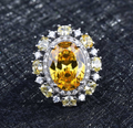 Royal Halo Yellow or Blue Crystal Ring – 18K Gold Plated Copper (Adjustable)