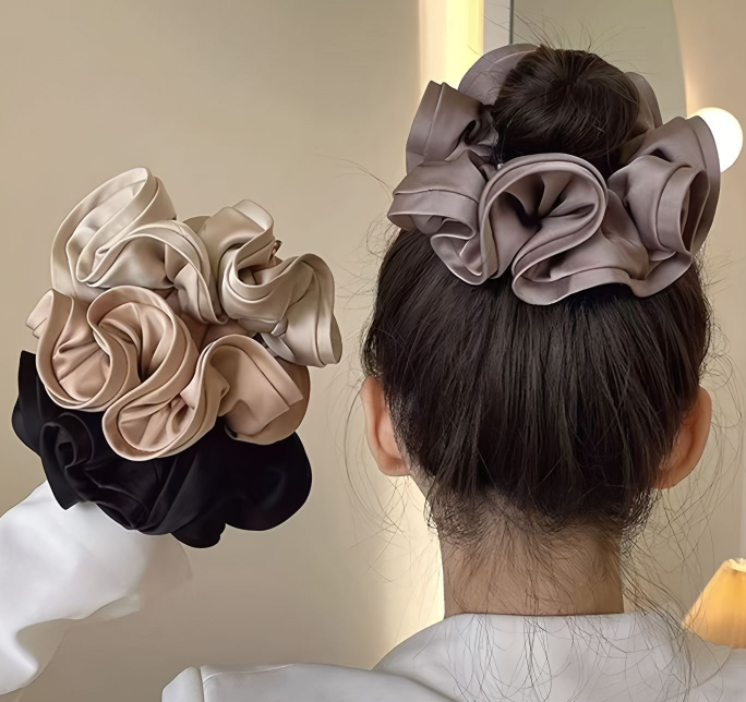 Premium Satin Silk Scrunchies – Oversized Hair Tie (Multiple Colors)