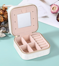 Velvet Travel Jewelry Organizer – Double-Layer Case with Mirror and Zipper, Perfect for Earrings, Rings, Necklaces, and Gifts