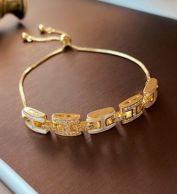 Luxury 18K Gold-Plated Pink Crystal Statement Bracelet – Adjustable Designer-Inspired Piece