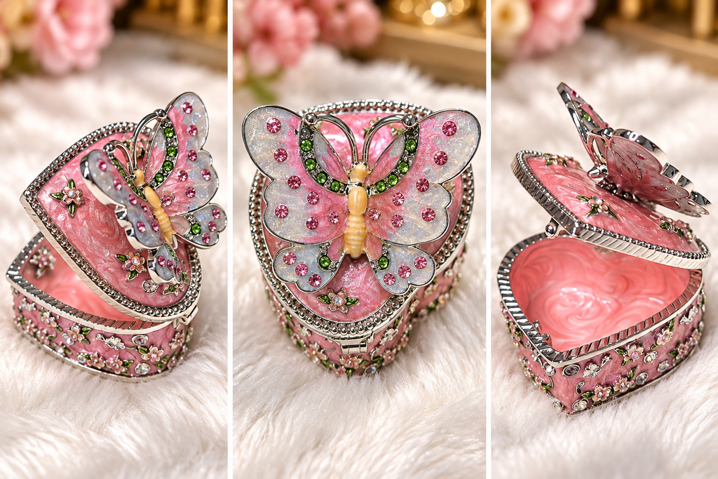 Enchanted Butterfly Heart Trinket Box