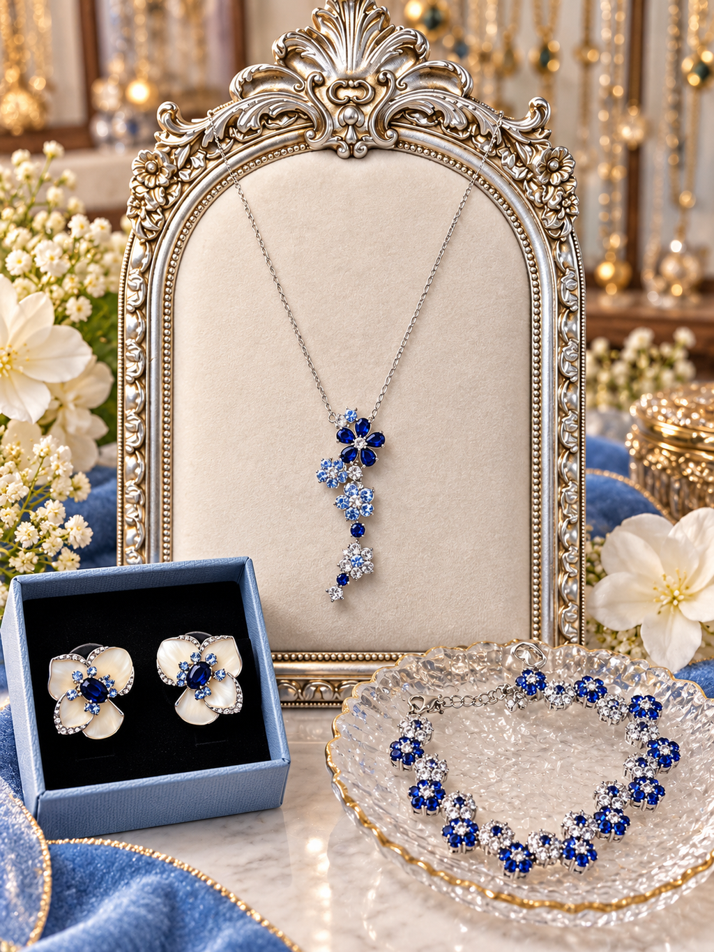 💙 Sapphire Bloom Sterling Silver Jewelry Set - From $29.95