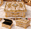 Vintage Rose & Crystal Jewelry Trinket Box