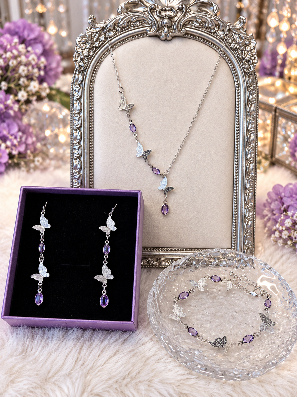 ✨ Enchanted Butterfly Silver-Plated Stainless Steel Jewelry Set - From $29.95