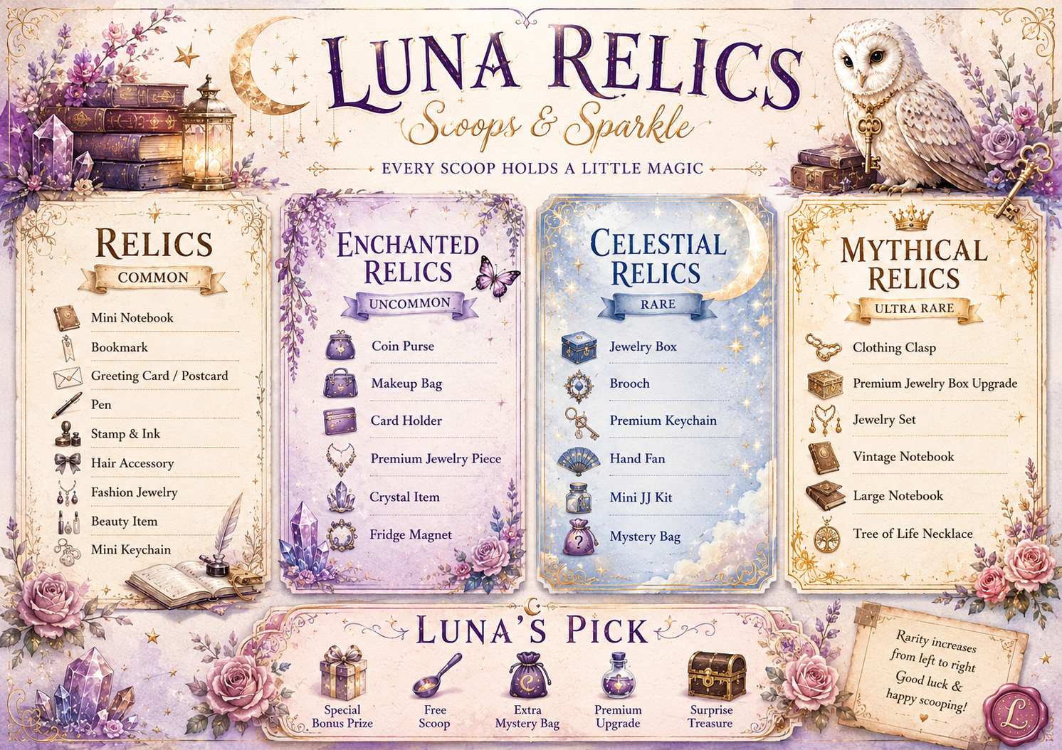 ✨ Luna's Scoops & Sparkle ✨1-6 Treasure Scoops