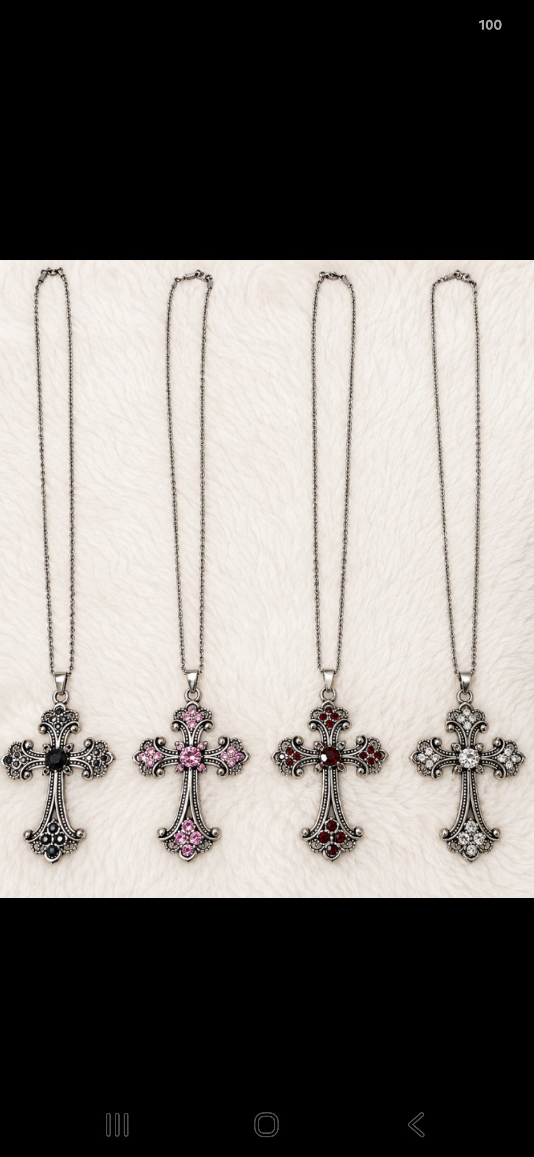Vintage Crystal Cross Stainless Steel Necklace