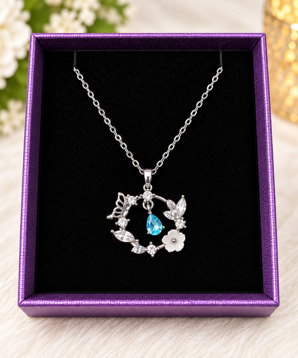 Enchanted Garden Blue Crystal Necklace