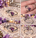 Purple Blossom Adjustable Silver Ring – Elegant Floral Design