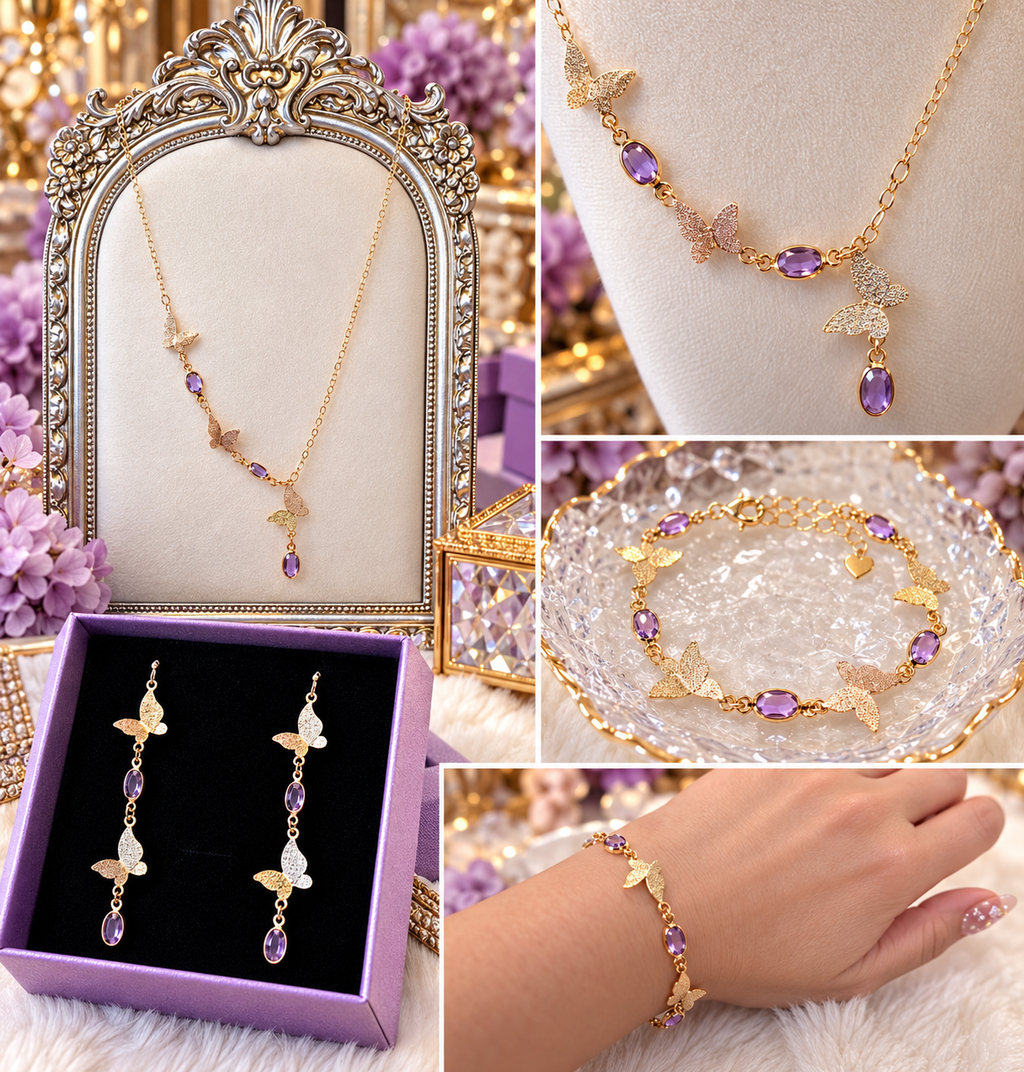 ✨ Enchanted Butterfly Gold-Plated Stainless Steel Jewelry Set - From $29.95