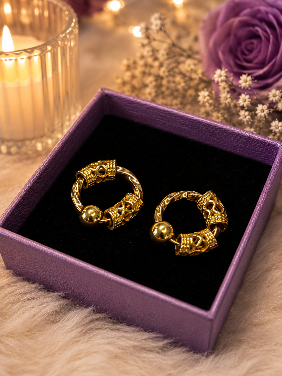 Vintage Silver or Gold Ornate Hoop Earrings