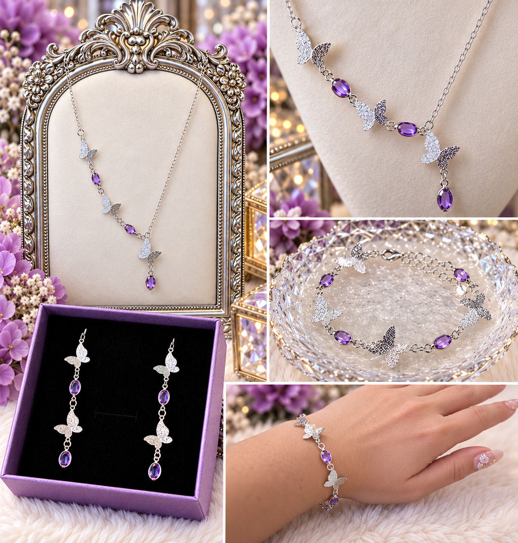 ✨ Enchanted Butterfly Silver-Plated Stainless Steel Jewelry Set - From $29.95