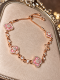 Rose Gold Stainless Steel Pink Blossom Adjustable Bracelet
