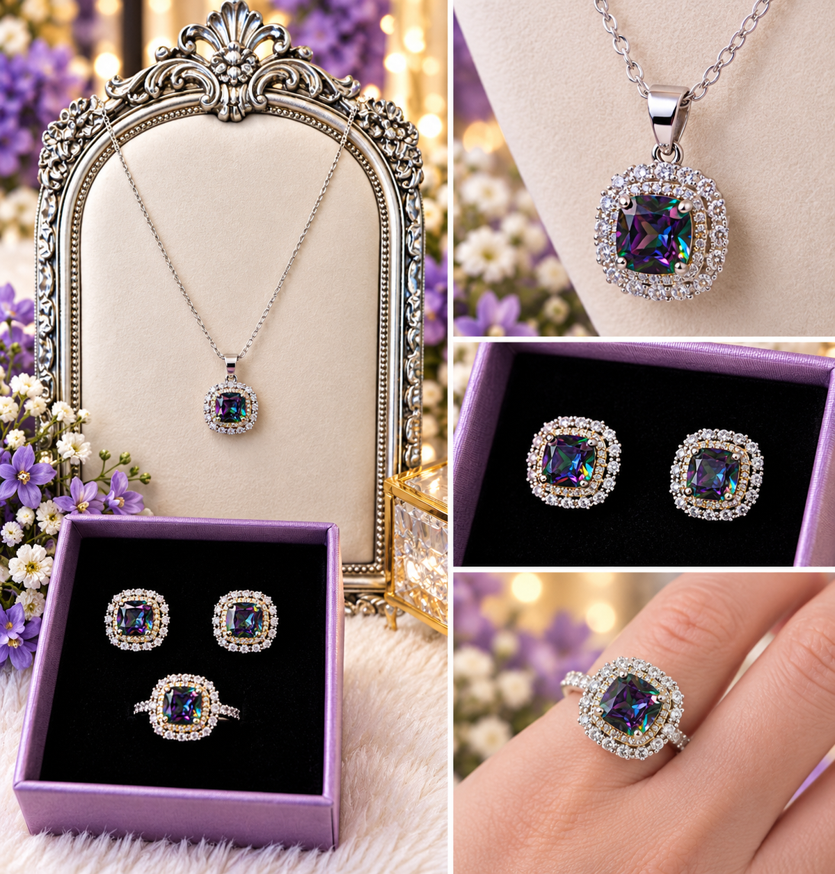 ✨ Mystic Aurora Genuine Sterling Silver Jewelry Set - From $49.95