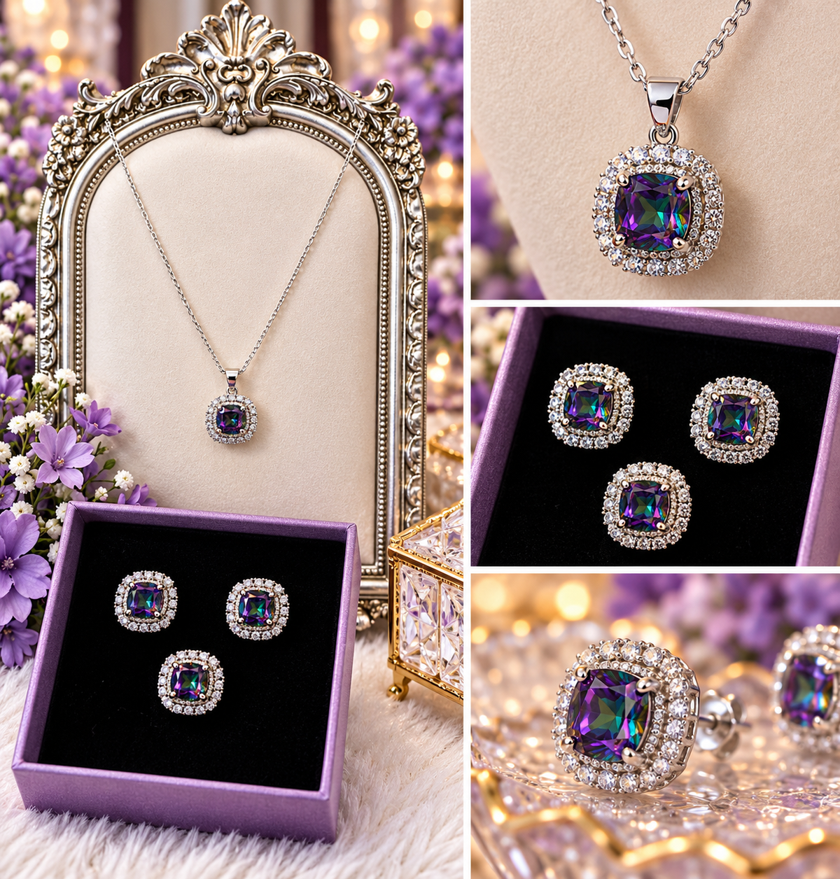 ✨ Mystic Aurora Genuine Sterling Silver Jewelry Set - From $49.95